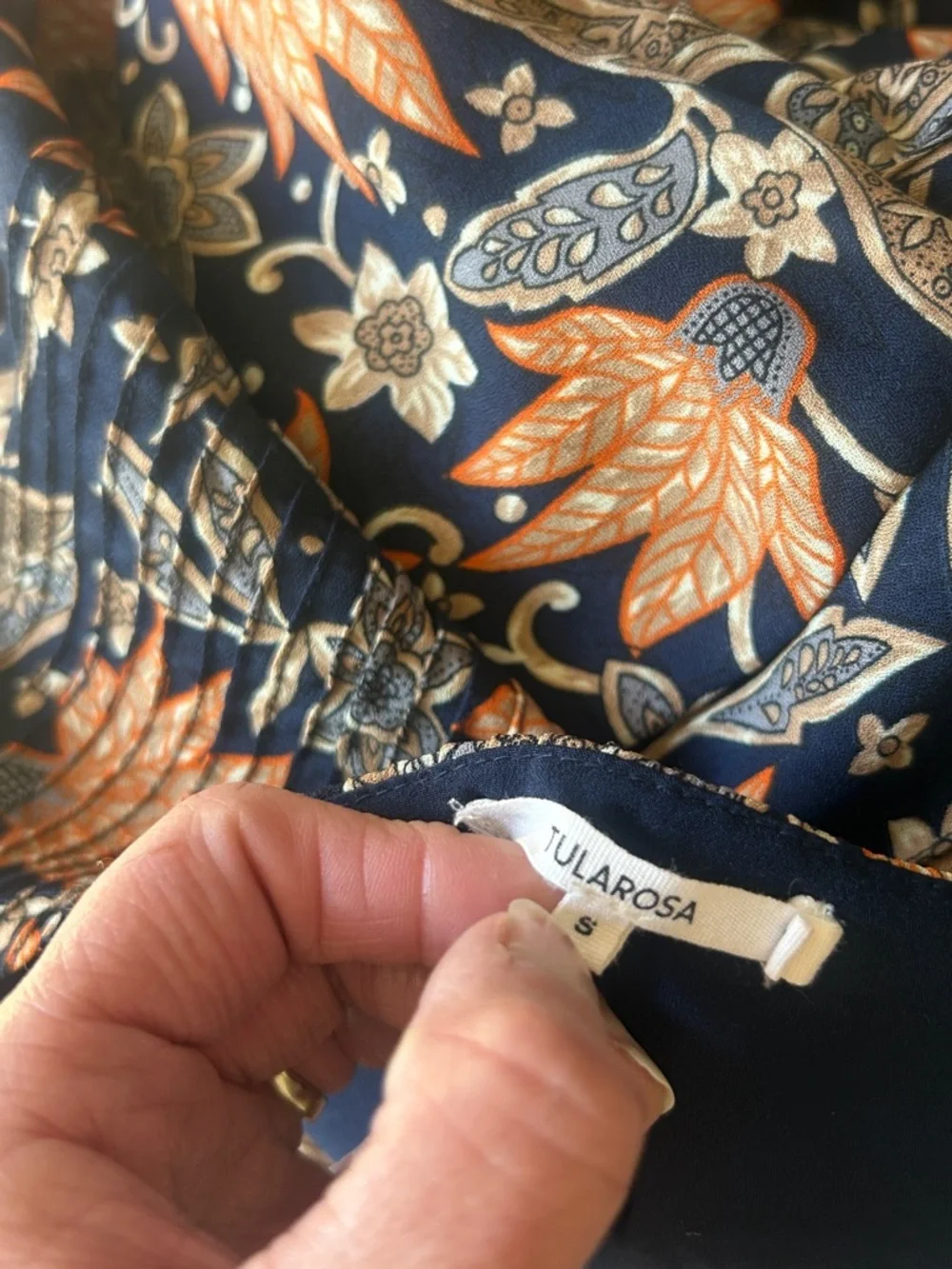 Tularosa Audrey Himalayan Floral Print Boho Navy Dress Size Small